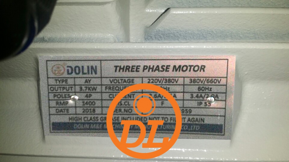 Dolin Electric Motor Nameplate